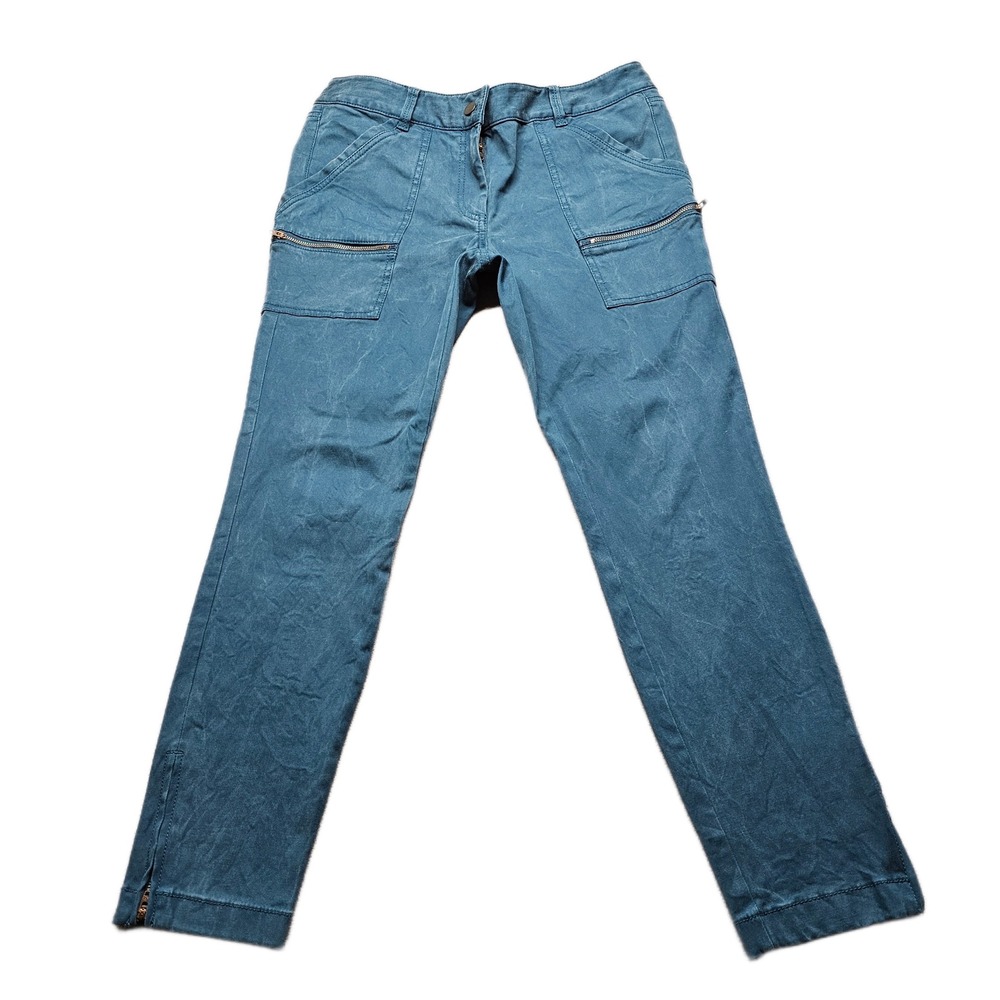 Ann Taylor LOFT Cargo Pants Womens 8 Blue Ankle Zip Straight Leg Hiking Outdoor